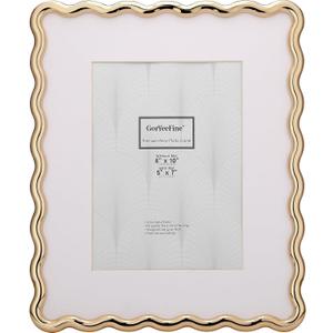 8 x 10'' Heavy-Duty Zinc Alloy Gold Photo Frames with Acid Free Mat for 5x7'',Wave Design Gold Picture Frame 8x10'' with Black Velvet Back