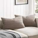 ZeeMart 100% Cotton Waffle Textured Lumbar Throw Pillow Covers Set of 2, 12x20 Inch Cocoa Brown, Soft Farmhouse Decorative Couch Pillow Cases Brown Cushion Covers for Sofa Bed Living Room Home Decor