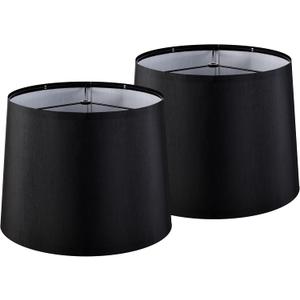 GOSO Black Lamp Shades Set of 2 Medium Drum,11" 13" 10" Spider Lampshades for Table Lamps and Floor Lamp,Modern Decoration Warm Light Lamp for Bedroom,Living Room,Simple Assembly, 11"13"10"-2 PCS