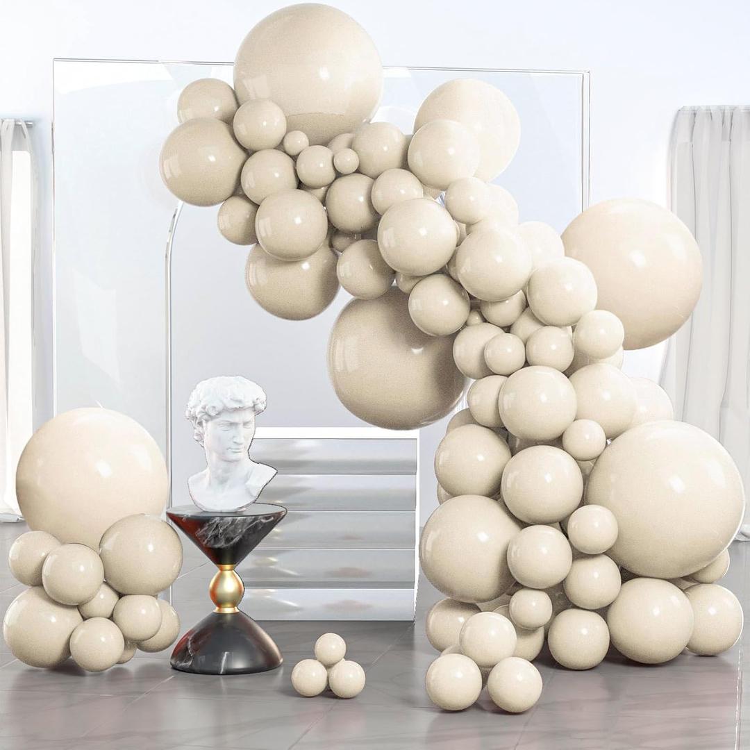 PartyWoo White Balloons 140 pcs Different Sizes of 18 12 10 5 Inch White Sand Balloons Arch Kit Garland for Wedding Baby Shower Birthday Bridal Shower Graduation Engagement Party Decorations White-F12