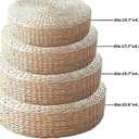 HUAWELL 2 Pack Super Bigger Size Tatami Floor Pillow Sitting Cushion, Round Padded Room Floor Straw Mat for Outdoor Seat Dia: 60CM (23.6), 2 Count