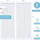 White Backdrop Curtains 6 Panels, 10 Feet Wrinkle-Free Polyester Photography Backdrop Drapes for Wedding Baby Shower Party Background Backdrop Stand- 24 X10FT (White)