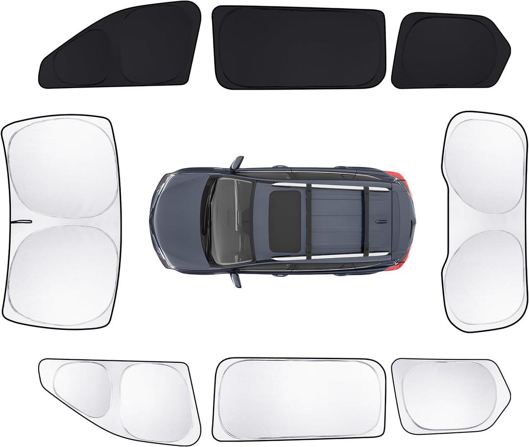 8pcs Car Window Shades for Grand Cherokee 2022-2026 Accessories,Windshield Side Rear Full Sunshade,Sun Visor UV Blocking, Privacy Protection for Camping Outdoor(Not for Cherokee L&Jeep Cherokee)
