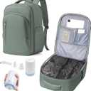 Vacuum Backpack Travel with Pump for Women, Personal Item Carry on Backpack Flight Approved 18x14x8 inches for Men, Waterproof Work Laptop Casual Daypack - Green