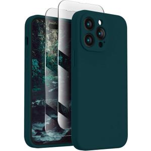 FireNova Designed for iPhone 14 Pro Max Case, Silicone Upgraded [Camera Protection] Case with [2 Screen Protectors], Soft Anti-Scratch Microfiber Lining Inside, 6.7 inch, Teal