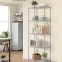SONGMICS 5-Tier Storage Shelves, Adjustable Wire Shelving Unit, 8 Hooks