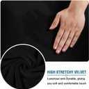 Velvet Ottoman Cover, Stretch Footstools Covers, Plush Foot Stool Slipcover, Removable Footrest Stool Sofa Slipcovers, Folding Storage Stool Furniture Protector for Living Room(Black,Square)