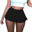 Women's Mini Pleated Skirts Sexy Club Y2k High Wiast Stretchy Tennis Skater A-line Skirt Size L