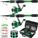 Ghosthorn Fishing Rod and Reel Combo Graphite Telescoping Fishing Pole Portable Travel Kit with Carrier Bag for Freshwater Saltwater (6 ft)