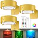 3-Pack Picture Lights for Wall, 13 RGB Color Changing Led Art Display Light with Rechargeable Battery Operated, Magnetic Painting Light with Remote Control, Wireless Home Wall Decorative Lighting