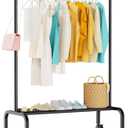 Rolling Clothing Racks for Hanging Clothes, Garment Rack for Clothes to Hang, Metal Portable Wardrobe Rack for Coats, Jackets, Shirts, Dress, Black