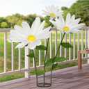 Large Paper Daisies Flowers Upgraded Base, 3 Pcs 5.4 Ft Artificial Giant Flowers for Decoration, 3D Large Paper Fake Flowers for Wedding Birthday Party Garden, Party Banquet Background Decor-White