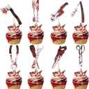 Ephlyn 32Pcs DIY Halloween Knife Cupcake Toppers Halloween Cake Decorations For Party Zombie Theme Party Decoration Supplies