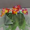 7 Pcs Leaf Hula Skirt and Hawaiian Leis Set Hibiscus Flowers Necklace Bracelet Headband Vest Shorts Hawaiian Costumes Party (Kids, 4-6 Years)