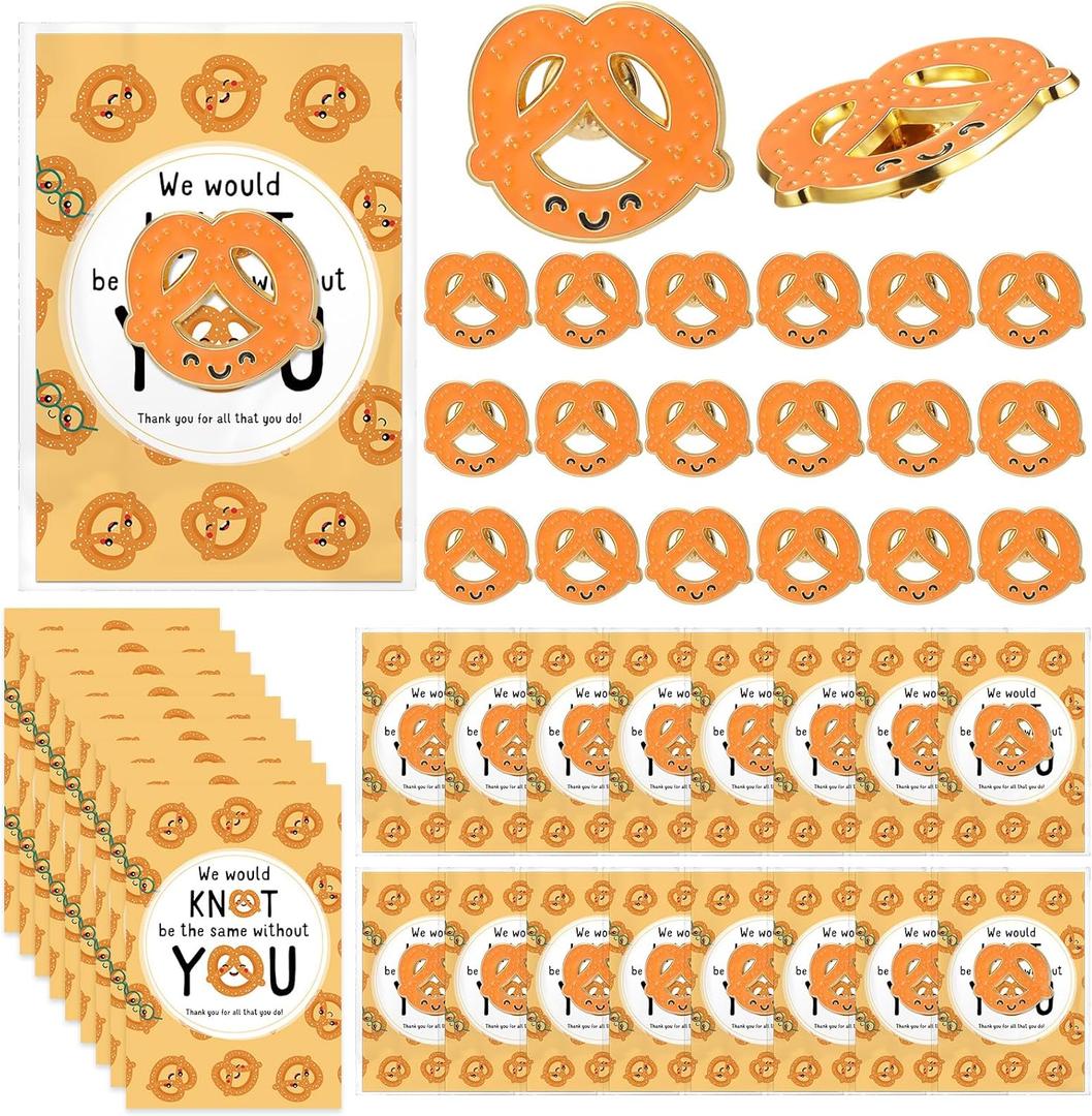 20 Sets Employee Appreciation Gift Pin Bulk Positive Inspirational Emotional Enamel Lapel Cheer up Thank You for All Your Do Support Card for Teacher Coworker Staff Work Team Nurse (Pretzel)
