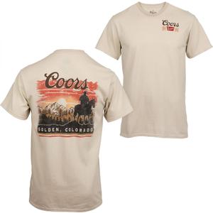 Coors Sunset in Golden Colorado Front and Back Print T-Shirt (Large, Beige)