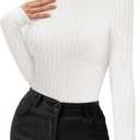MANGOPOP Long Sleeve Shirts for Women Thermal Ribbed Crew Neck Lightweight Sweater Fitted Fall Winter Womens Tops 2025 Trendy (XL)