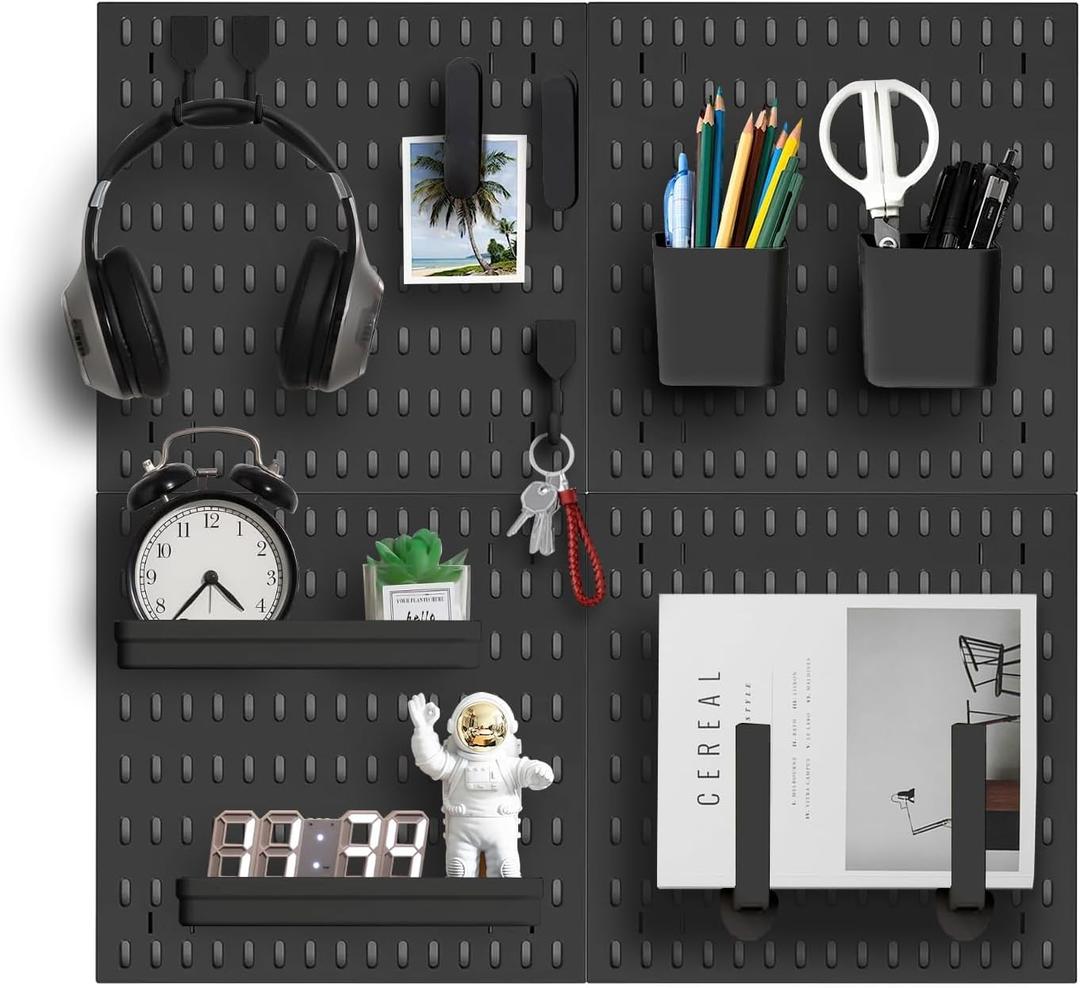 Revamp Your Space With A Versatile Pegboard Kit - Effortlessly Organize Home, Office, And Gaming Setup With Customizable Hanging Solutions (Black)