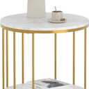 Adompacat Side Table, 2-Tier Round End Table for Couch, Small