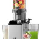 Cold Press Juicer, Wide Feed Chute Juicer Machines, Stainless Steel Slow Masticating Juicers Easy to Clean, Vegetables & Fruits Juice Extractor, High Juice Yield, Black Auger