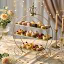 3 Tier Gold Cupcake Stand Crown Carriage Dessert Table Display Stand Tiered Serving Tray Holds Elegant Dessert Holder Pastry Ornaments for Wedding Birthday Party Afternoon Tea Table Decor