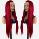 Red Wig Synthetic Lace Front Wig Glueless 13x4 HD Lace Front Wigs Pre Plucked 26 Inch Long Straight Ready to Wear Wigs for Women Beginner Friendly