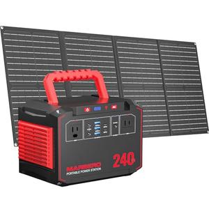 MARBERO Solar Generator 240Wh 300W Portable Power Station with Solar Panel 60W Included Backup Lithium Battery with AC Outlets for Camping Home Outdoor Emergency Hiking Travel