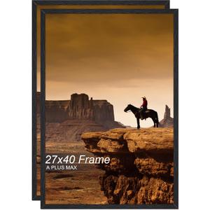 A PLUS MAX 27x40 Picture Frame Set of 2 Black Light Weight Wall Mount