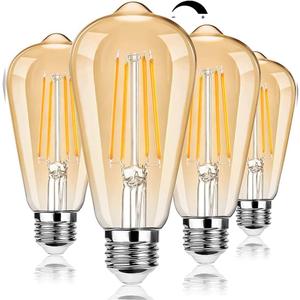 Dimmable LED Edison Light Bulbs 100W Incandescent Equivalent, Vintage Light Bulb 2700K Warm White(Amber Glass), ST64/ST21 LED Filament Bulbs 8W 1200LM, E26 LED Edison Bulbs for Home, Reading 4-Pack (Amber Warm White)