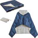 Ultra-Lightweight Wearable Down Blanket Poncho No Sleeves, Hands-Free Pockets Office AC & Travel Essential for Women