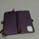 Defencase Compatible with iPhone 15 Case Wallet with RFID Blocking Card Holder for Women and Men, Fashion PU Leather Magnetic Snap Flip Zipper Strap Wallet Phone Case Fit for iPhone 15 6.1", Purple
