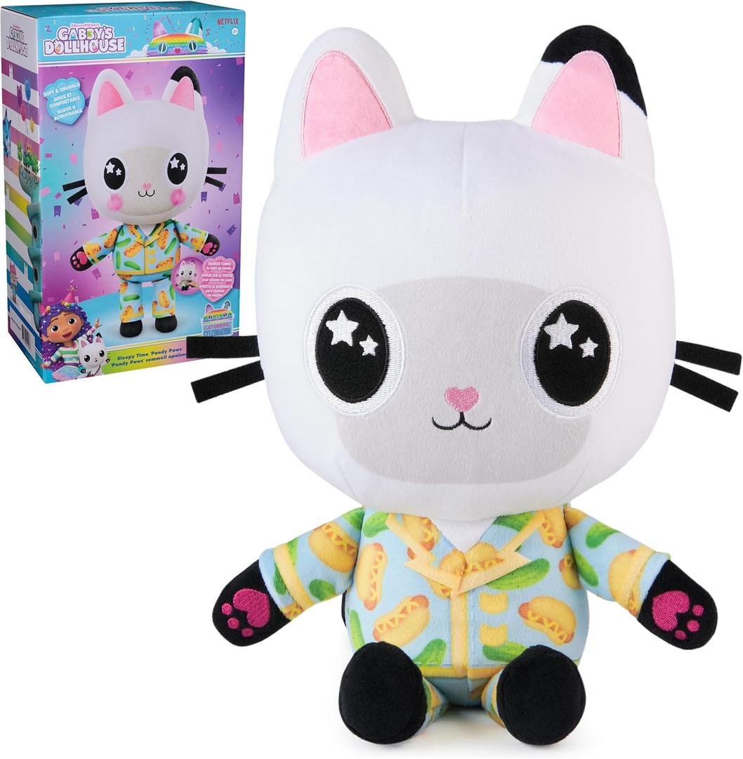 DreamWorks GABBY'S Dollhouse Sleepy Time Pandy Paws Plush Toy, 13-Inch Stuffed Animal with Light-Up Cheeks, Kids Toys for Girls & Boys Ages 3+