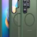 Meifigno Magic Mag Series for Samsung Galaxy S24 Ultra Case 6.8", [ MagSafe-Compatible & MIL-Grade Protection ][Translucent Matte Back & Textured Sides ], Magnetic for Galaxy S24 Ultra Case,Green