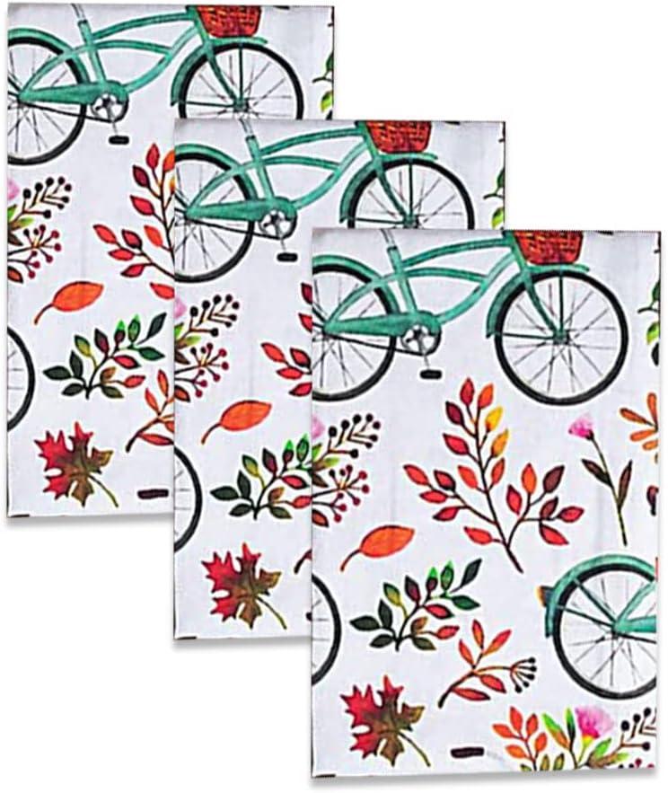 Cotton Carnival Kitchen Towels, Printed Kitchen Dish Cloth, 100% Ring Spun Cotton Tea Towels, Super Absorbent Dish Towels of Size 17.7 X 27.5 in Bicycle Printed Ultra Soft Kitchen Towels Set of 3