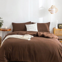 COTTEBED Silky Soft Queen Size Comforter Sets 3 Pieces Blanket Down Comforter with Pillowshams, Lightweight All Season, Washed Polycotton Microfiber for Full Queen Sized Bed, Brown