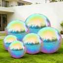 6PCS Inflatable Mirror Balls with Electric Pump,Large Disco Balls Decor Reusable PVC Balloon for Large Event, Party, Concerts, Stage, Wedding Decoration(Iridescent, 6pcs+Pump)