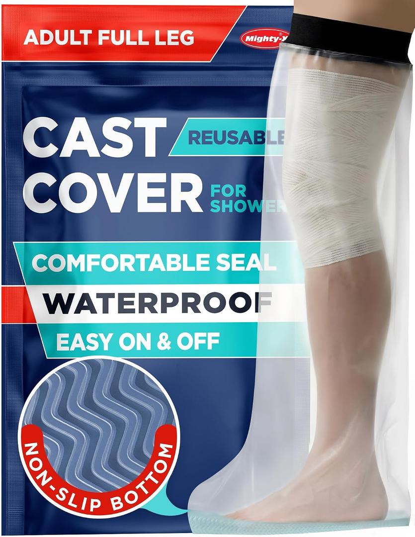 100% Waterproof Cast Covers for Shower Leg - Tight Seal - Reusable Adult Full Leg Cast Protector with Non-Slip Bottom - Knee, Ankle, Foot - Post Surgery Bandage & Dressing Bag for Wounds & Burns, Size: Full Leg