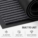 Front Door Mat, 3' x 5' Heavy Duty Door Mat Outside Entrance, Non-Slip Welcome Mat, Absorbent & Dirt Resistant, Low Profile Large Door Mats, Commercial Rugs for Entryway Indoor Outdoor, Grey