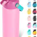 Fijinhom 18oz Insulated Stainless Steel Water Bottle, Wide Mouth Double Wall Vacuum, Silicone Straw, Sweat & Leak Proof, BPA Free Insulated Water Flask for Travel, Keep Cold 24h Hot 12h, Berries