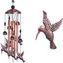 Garden Hummingbird Wind Chimes Outdoor Decor - with 4 Tubes 6 Bells 7 Hummingbirds Mobile Romantic Wind Catcher, Hummingbird Windchimes for Home, Xmas Mom Gifts, Festival, Balcony, Garden Decoration