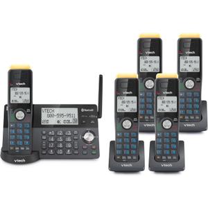 VTech IS8128-51 Super Long Range 5-Handset DECT 6.0 Cordless Phone for Home with Answering Machine, 2300 ft Range, Call Blocking, Bluetooth Connect to Cell, Intercom (Graphite)