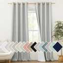 NICETOWN Grey Long Linen Full Shade Panels, 52" Wide x 120" Long, Pair of Thermal Insulated & Energy Efficiency Blackout Curtains for Living Room Windows, Lined Silky Performance Window Dressing