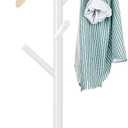 Metal Coat Rack Freestanding, Metal Coat Rack Stand with Natural Marble Base, Modern Coat Racks with 8 Hooks, White Coat Tree Hanger Stand for Jacket, Bag, Entryway, Office