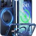 CASEKOO Deep Blue Glossy Designed for iPhone 17 Pro Case with 360 Spin Magnetic Stand [Fit for MagSafe][17FT Military Protection] Slim Polished for iPhone 17 Pro Case with Stand 6.3'', Deep Blue