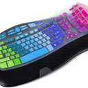 Colorful Keyboard Cover Compatible with Logitech K350 MK550 MK570 Wireless Wave Keyboard, Logitech K350 MK550 MK570 Full Keyboard Protector Skin -Rainbow