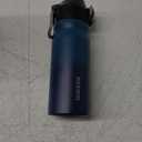 BJPKPK 18oz Insulated Water Bottle With Straw Stainless Steel Double Wall Water Bottles BPA Free Leak Proof Thermos With Lockable Flip Lid And Soft Silicone Spout,Indigo Black (18 Ounces, A-Indigo Black)