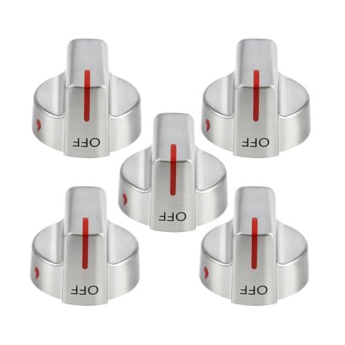 Stainless Steel 5304509064 Stove Knobs Replacement Parts for Frigidaire Gallery Oven Gas Stove Range 5304509929 Stove Top GCRG3060AFC Metal Silver Surface Burner Control Knobs, 3 Pcs