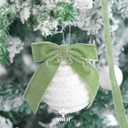 MEEDEE Sage Green Velvet Ribbon 1 Inch Single Face Nylon Velvet Ribbon 2 Rolls 20 Yards Light Green Ribbons for Christmas Tree, Gift Wrappig, Rustic Wreath, Velvet Bow Making, Home Decor