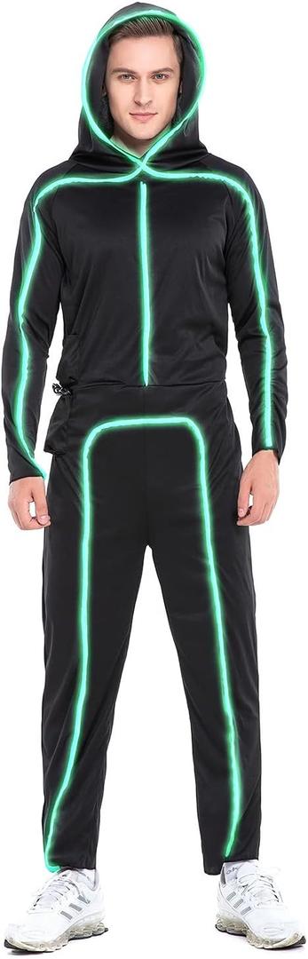 HSCTEK Light-up Adult Stick Figure Costume (Small, Green)