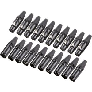 MFL. 3-Pin XLR Cable Connector Male and Female with Nickel Housing and Silver Contacts Mic Cable Plug Connector Audio Socket, Black, 10 Pairs